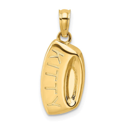 14K Gelbgold Kitty Bowl Charm