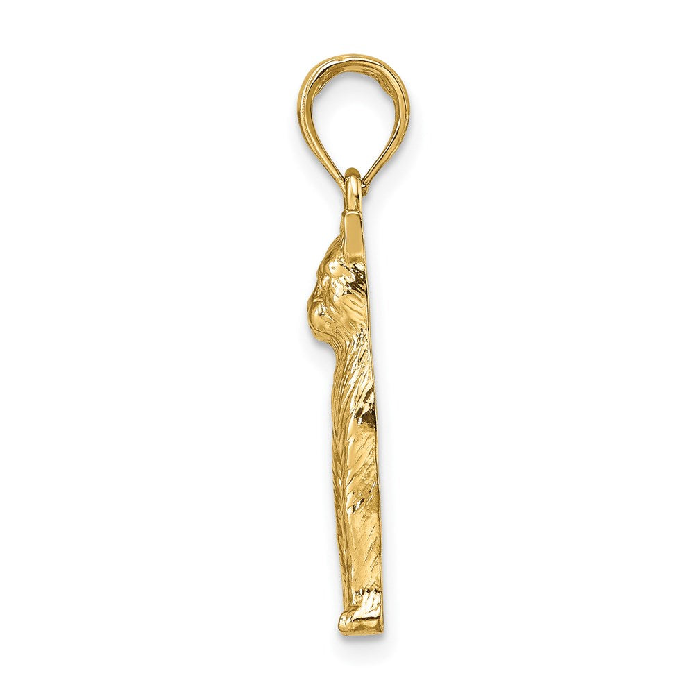 14K Gelbgold Charm „Sitzende Katze“ mit strukturierter Oberfläche