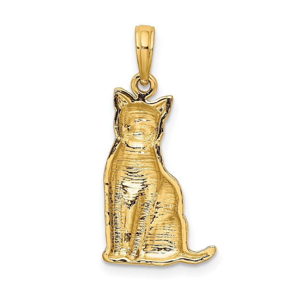 14K Gelbgold Charm „Sitzende Katze“ mit strukturierter Oberfläche