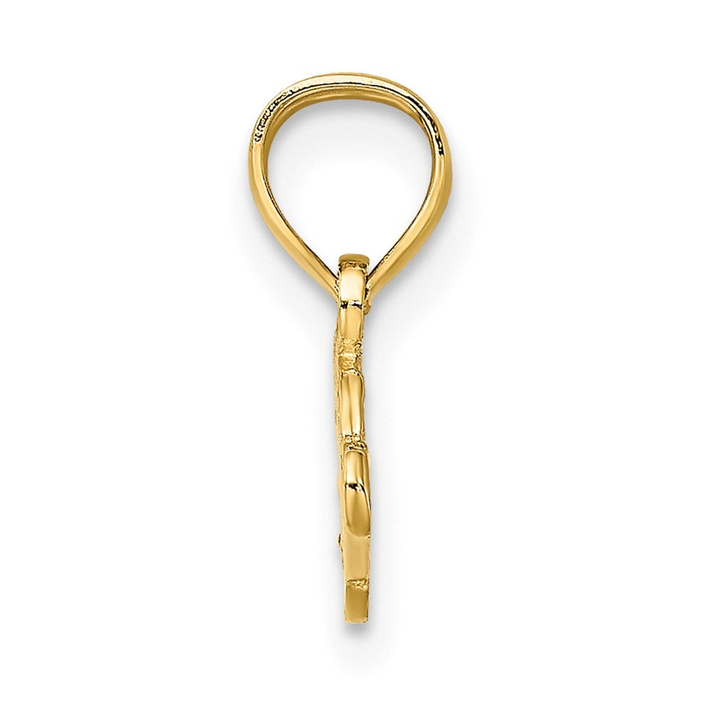 14K Gelbgold Flach und Graviert Mini Schildkröte Charm