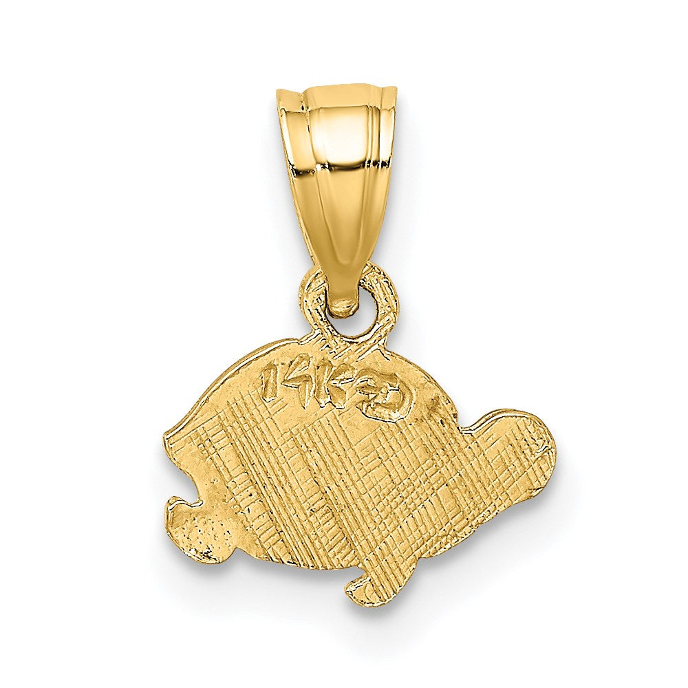14K Gelbgold Flach und Graviert Mini Schildkröte Charm