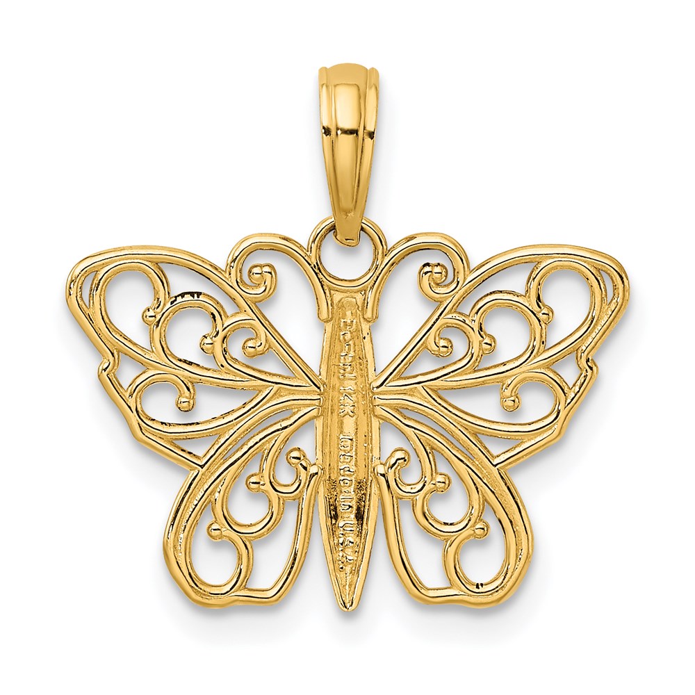 14K Gelbgold Filigran Schmetterling Charm