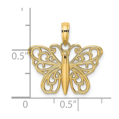 14K Gelbgold Filigran Schmetterling Charm