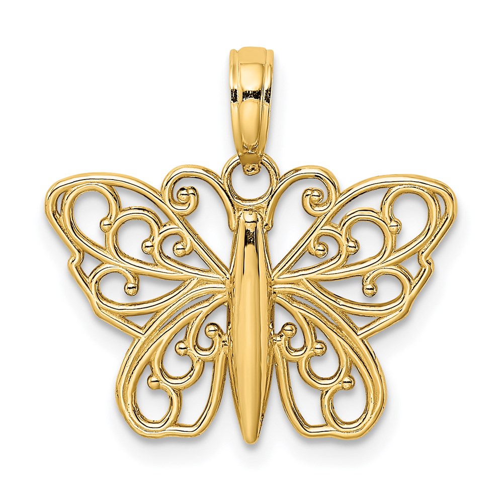 14K Gelbgold Filigran Schmetterling Charm