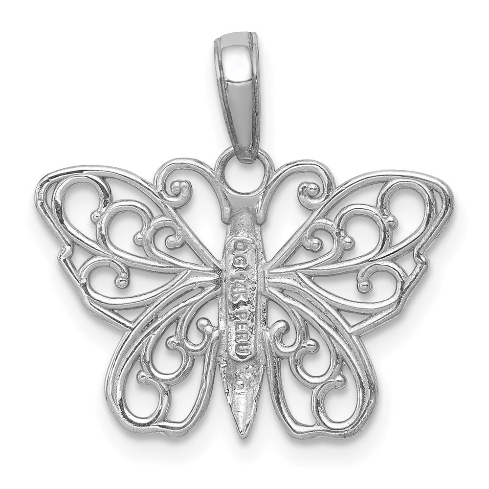 14K Weißgold Filigran Schmetterling Charm