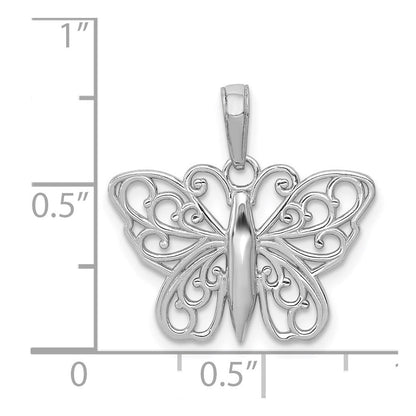 14K Weißgold Filigran Schmetterling Charm