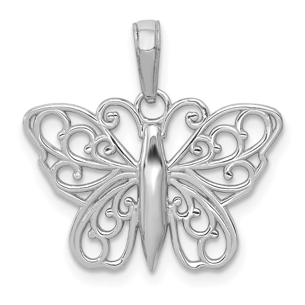 14K Weißgold Filigran Schmetterling Charm