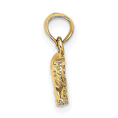 14K Gelbgold Poliert Klein Elefant Charm