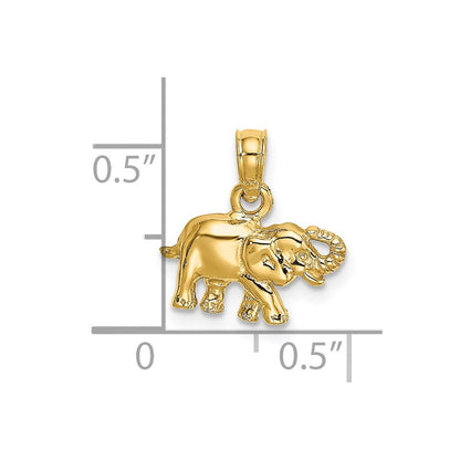14K Gelbgold Poliert Klein Elefant Charm