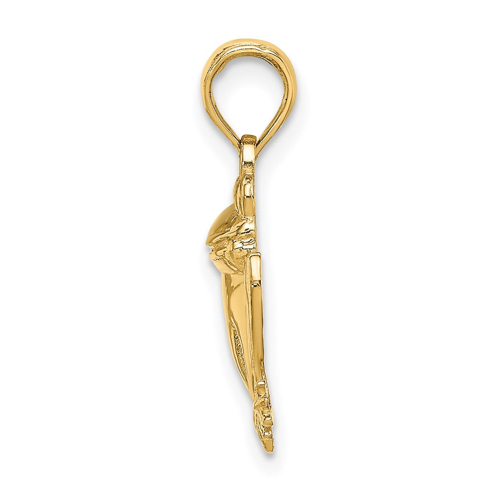 14K Gelbgold Charm „Sitzender Frosch" mit strukturierter Oberfläche