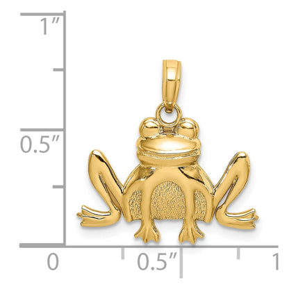 14K Gelbgold Charm „Sitzender Frosch" mit strukturierter Oberfläche