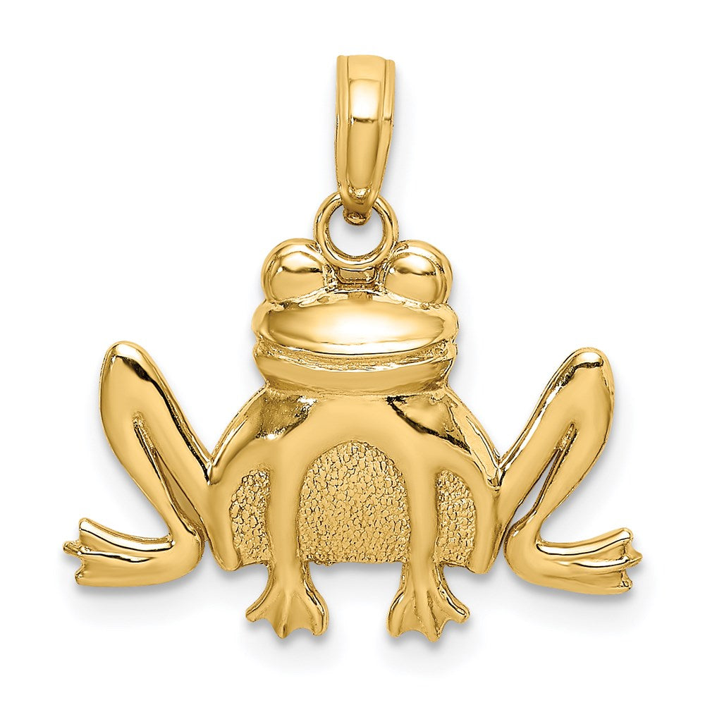 14K Gelbgold Charm „Sitzender Frosch" mit strukturierter Oberfläche