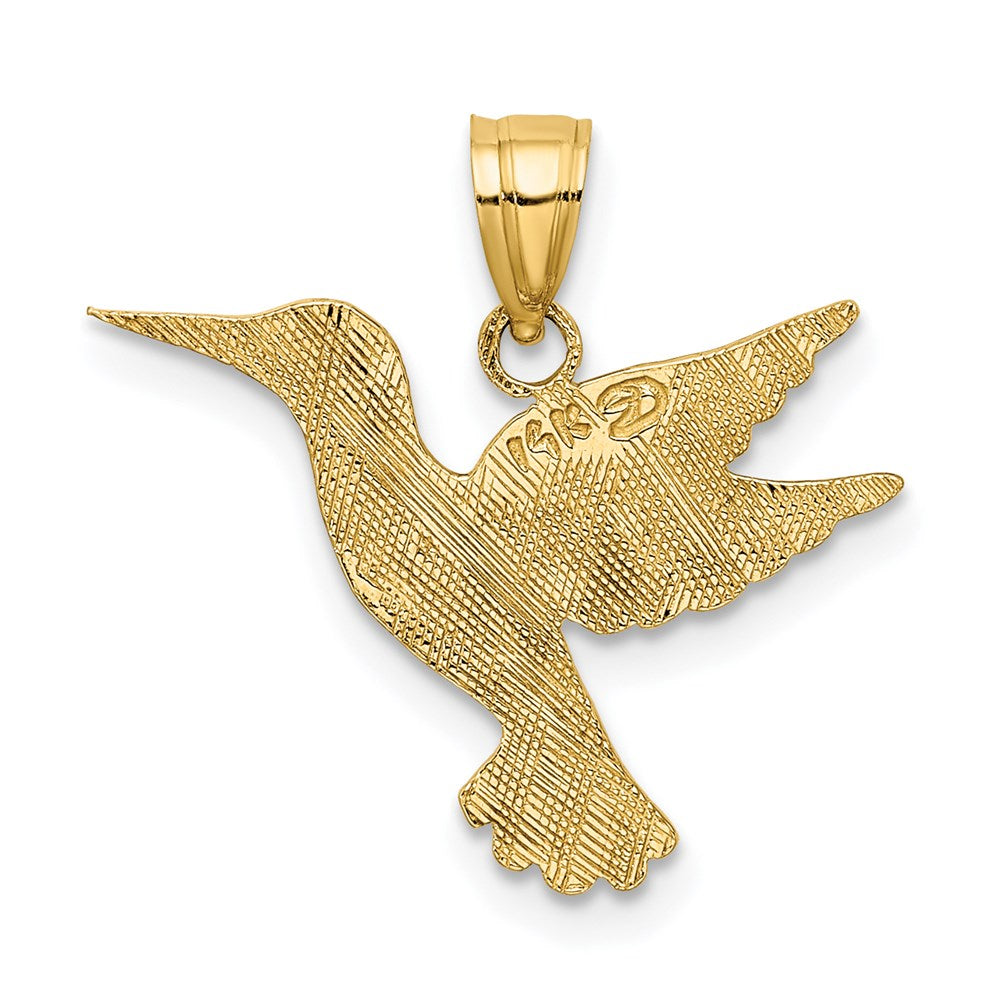 14K Gelbgold Poliert und Graviert Hummingbird Charm