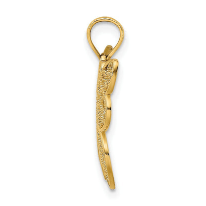 14K Gelbgold Gekugelt Filigran Klein Schmetterling Charm