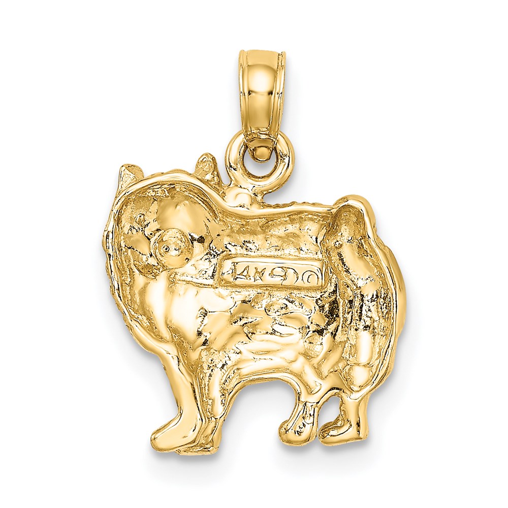 14K Gelbgold Polierter Pomeranian-Hund Charm