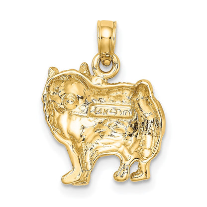 14K Gelbgold Polierter Pomeranian-Hund Charm
