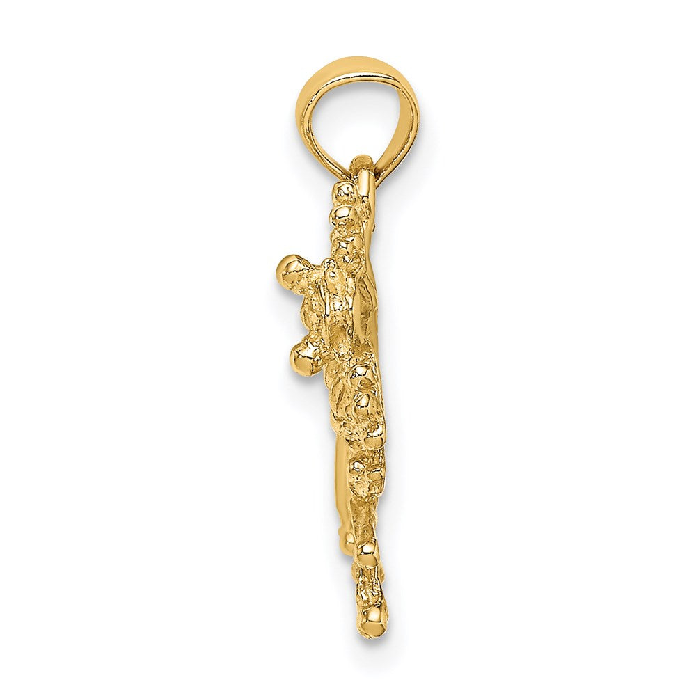 14K Gelbgold 2-d Strukturiert Frosch Charm