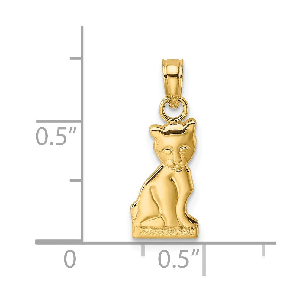 14K Gelbgold Mini Sitting Kitten Charm