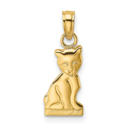 14K Gelbgold Mini Sitting Kitten Charm