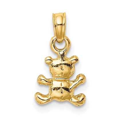 14K Gelbgold 3-d Mini Teddy Bär Charm