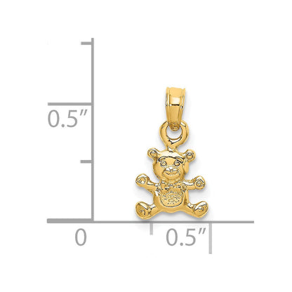 14K Gelbgold 3-d Mini Teddy Bär Charm