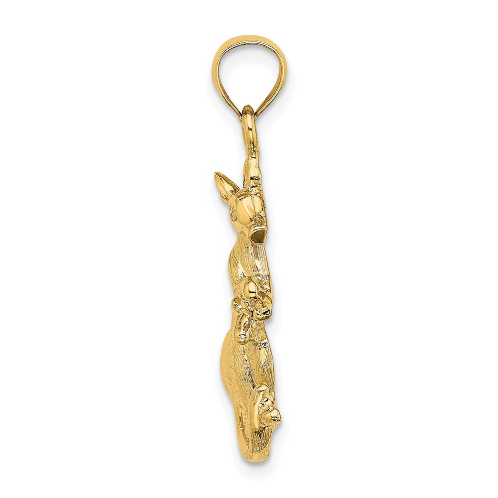 14K Gelbgold Anhänger, zweidimensionales Känguru mit Baby im Beutel