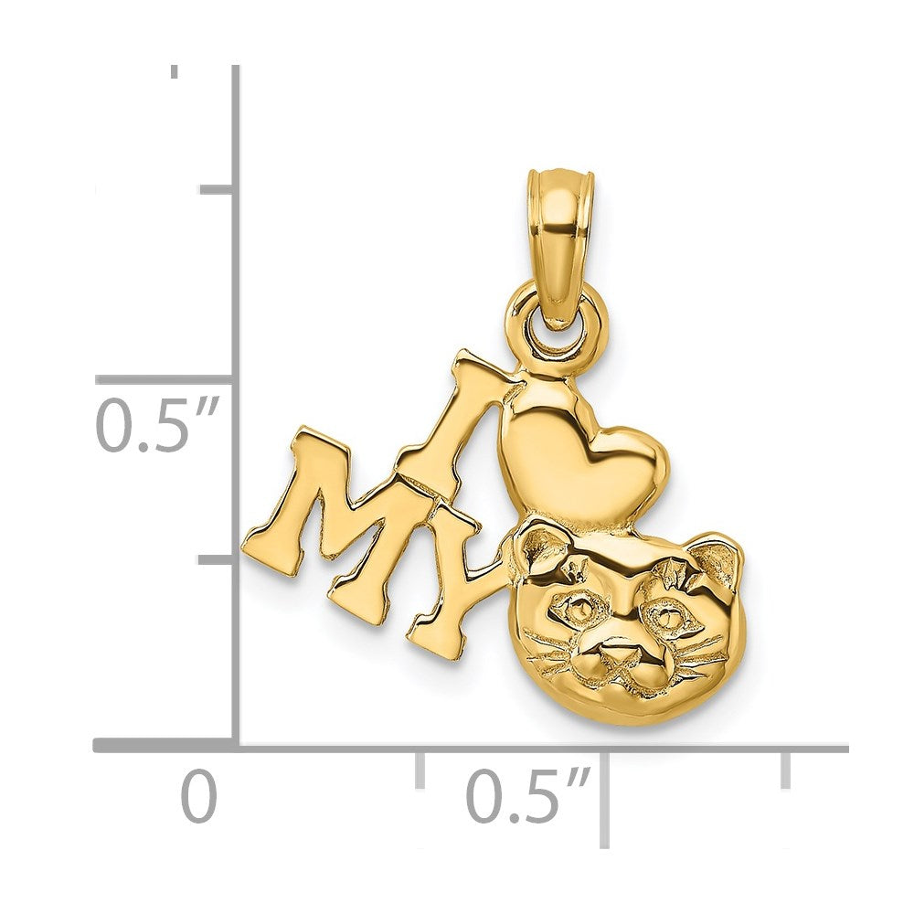 14K Gelbgold Charm „I LOVE MY CAT