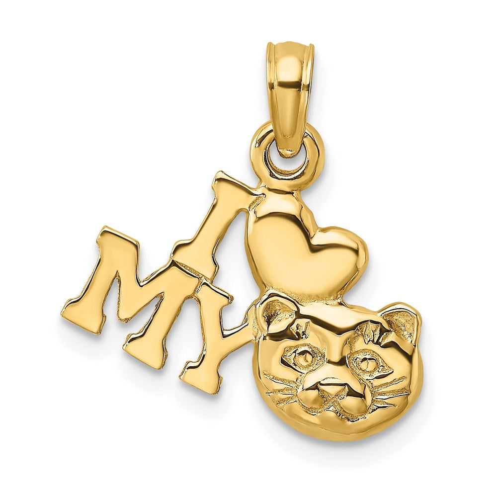 14K Gelbgold Charm „I LOVE MY CAT