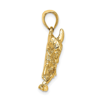 14K Gelbgold polierter Stier-Charm mit Hörnern