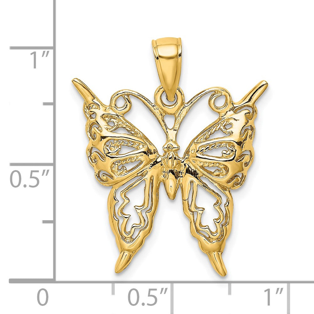 14K Gelbgold Schmetterlings-Charm mit Ausschnitt