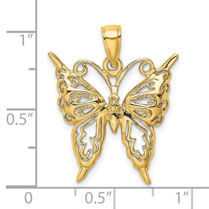 14K Gelbgold Schmetterlings-Charm mit Ausschnitt