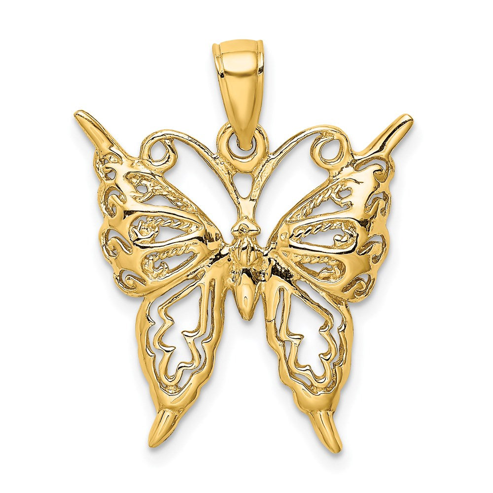 14K Gelbgold Schmetterlings-Charm mit Ausschnitt
