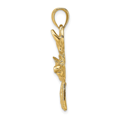 14K Gelbgold 2-D Hirschkopf-Profil-Charm