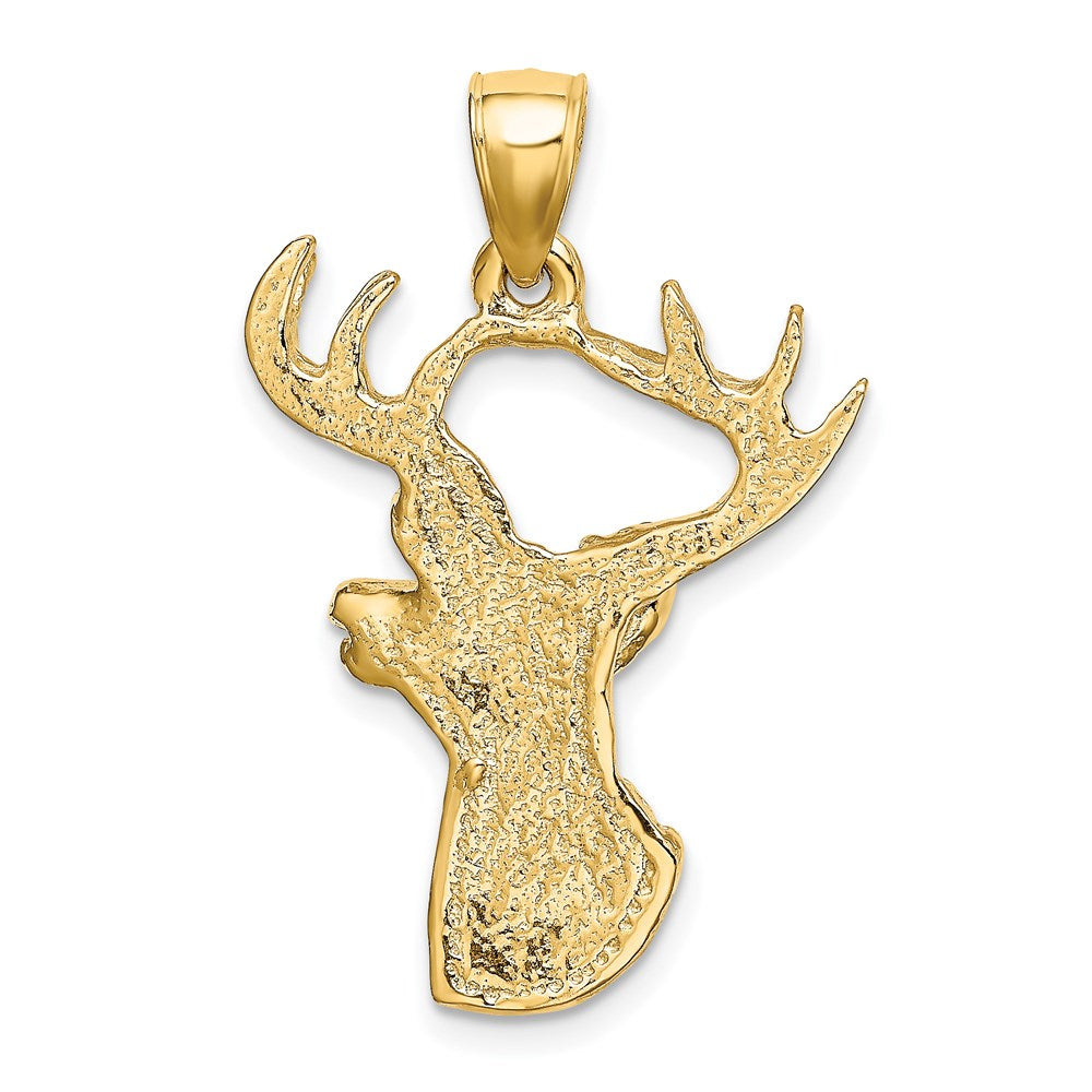 14K Gelbgold 2-D Hirschkopf-Profil-Charm