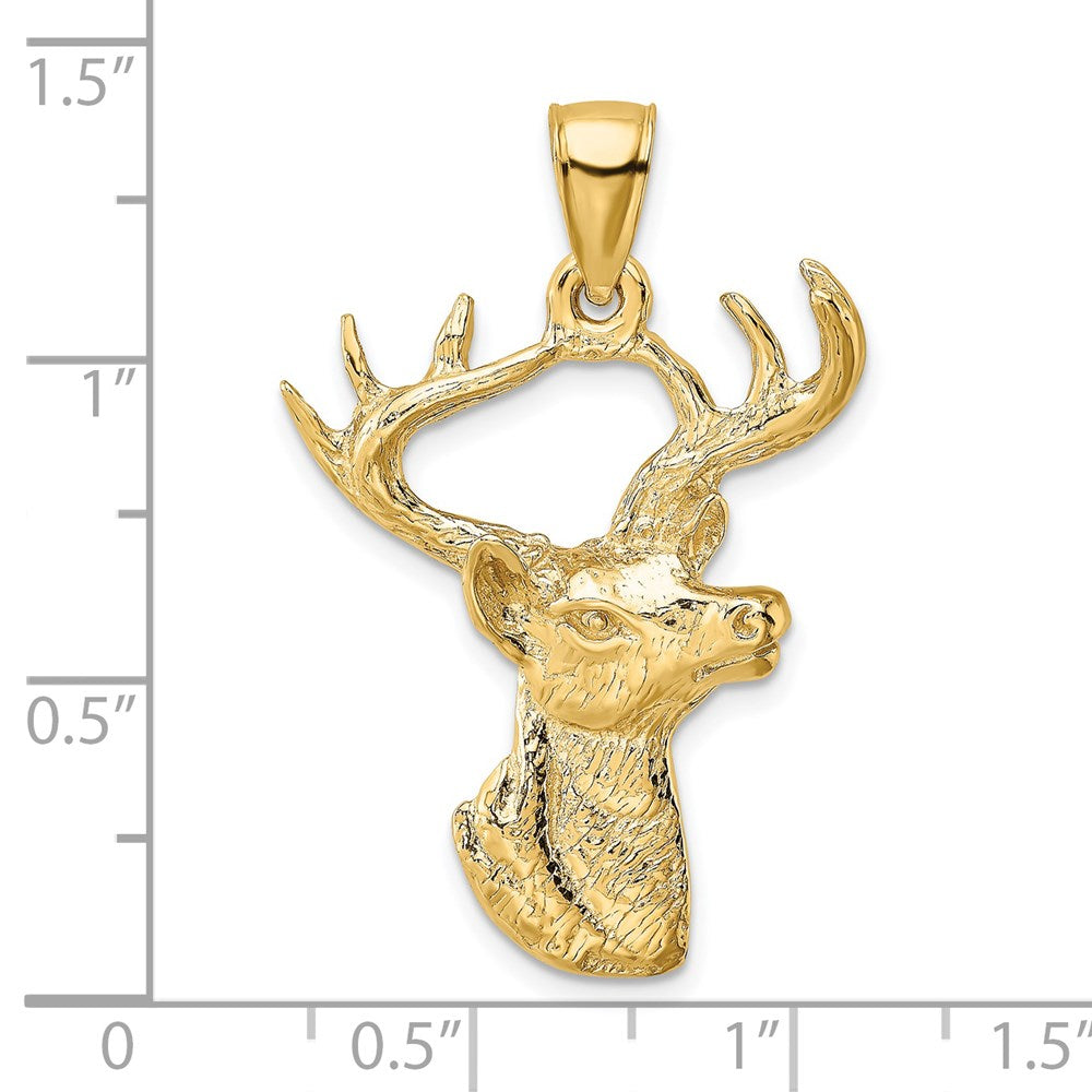14K Gelbgold 2-D Hirschkopf-Profil-Charm