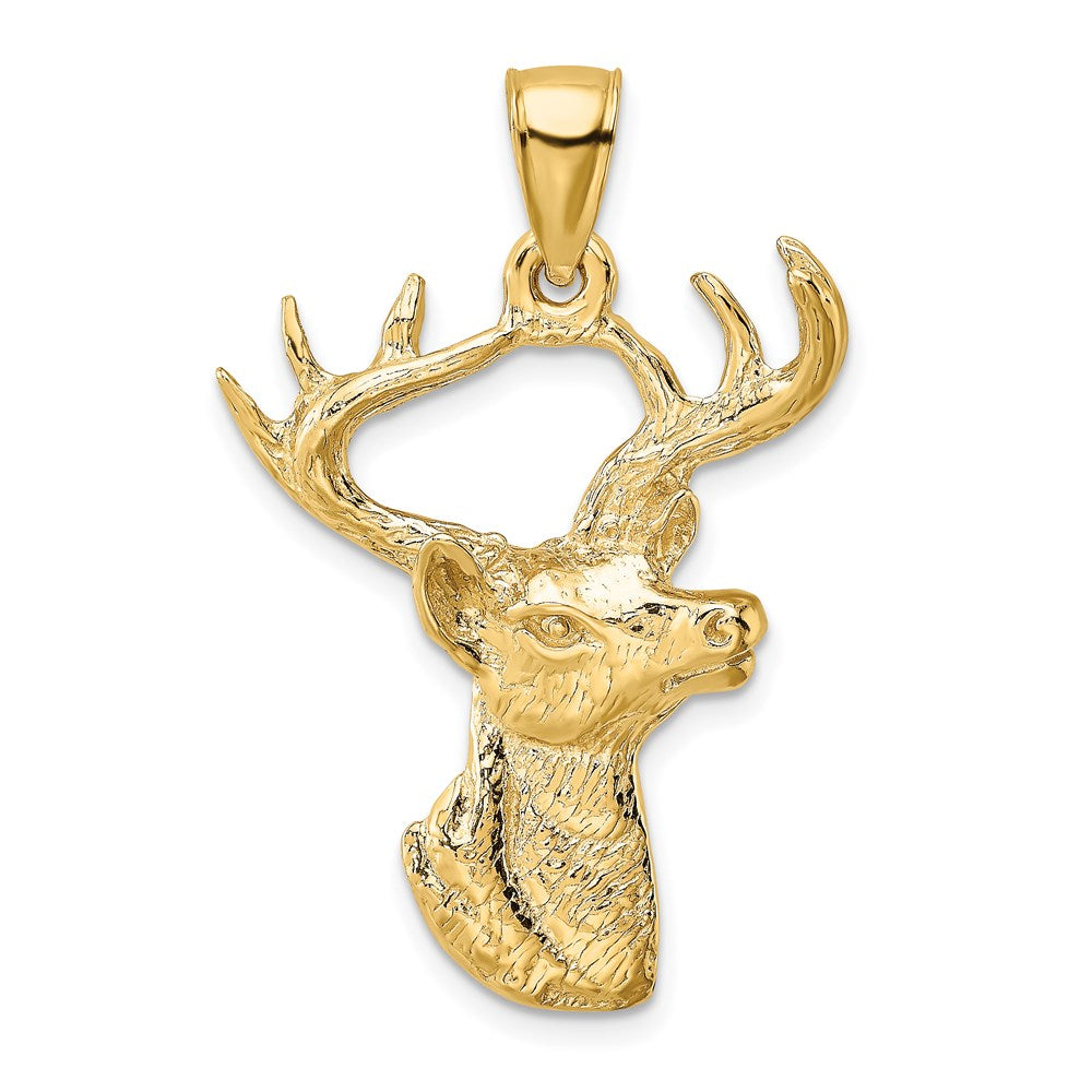 14K Gelbgold 2-D Hirschkopf-Profil-Charm