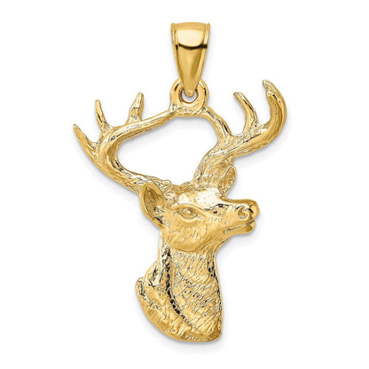 14K Gelbgold 2-D Hirschkopf-Profil-Charm