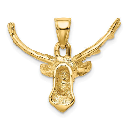 14K Gelbgold 2-D Hirschkopf-Charm mit 8 Enden