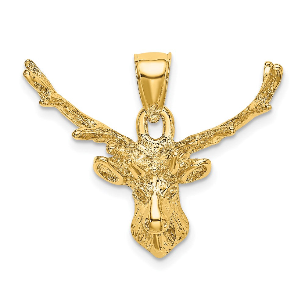 14K Gelbgold 2-D Hirschkopf-Charm mit 8 Enden