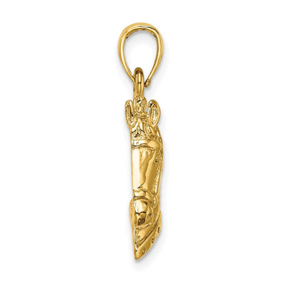 14K Gelbgold Pferdekopf-Charm strukturiert