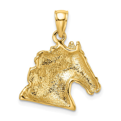 14K Gelbgold Pferdekopf-Charm strukturiert