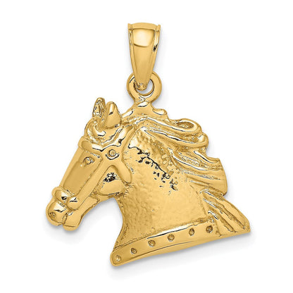 14K Gelbgold Pferdekopf-Charm strukturiert