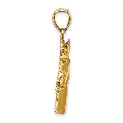 14K Gelbgold Polierter Pferdekopf-Charm