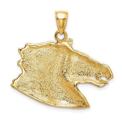 14K Gelbgold Polierter Pferdekopf-Charm