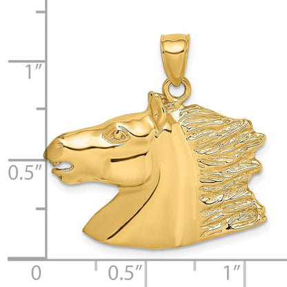 14K Gelbgold Polierter Pferdekopf-Charm