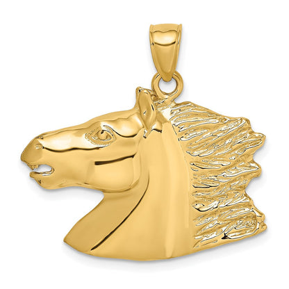 14K Gelbgold Polierter Pferdekopf-Charm