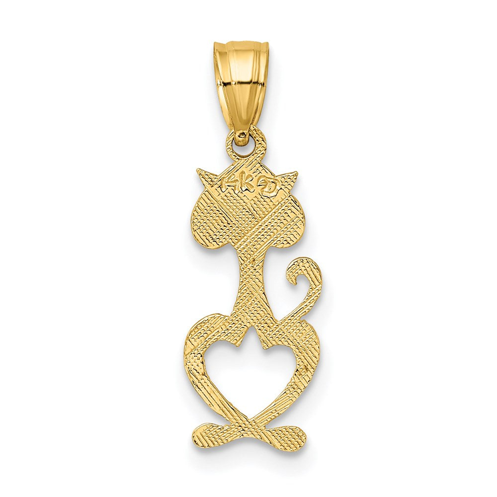 14K Gelbgold Ausgeschnitten Graviert Katze Charm