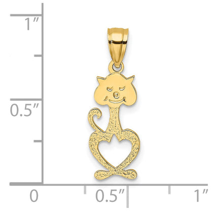 14K Gelbgold Ausgeschnitten Graviert Katze Charm