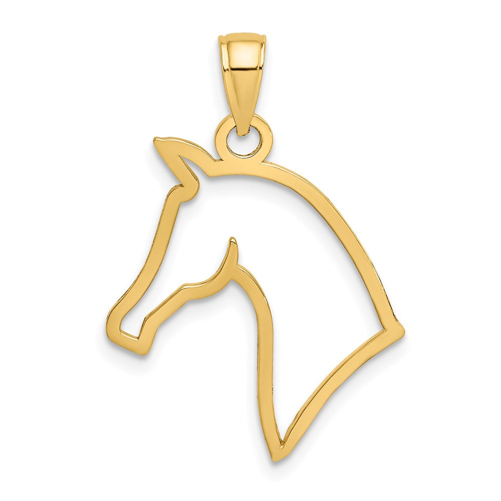 14K Gelbgold Ausgeschnitten Pferd Kopf Profile Charm