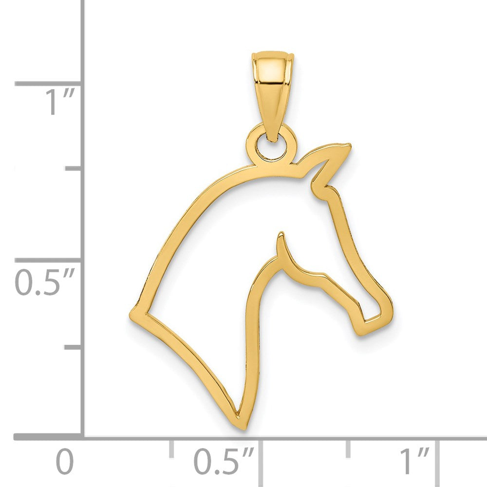 14K Gelbgold Ausgeschnitten Pferd Kopf Profile Charm